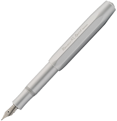 Перьевая ручка Kaweco Al Sport серебряный корпус в алюминиевом корпусе с синим картриджем, подарочная упаковка