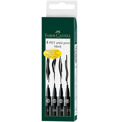 Набор брашпенов и маркеров "Черный" Faber-Castell Pitt Artist Pen 4 штуки