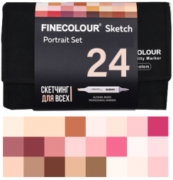 FINECOLOUR SKETCH 24 маркера "Портрет" набор в фирменном пенале