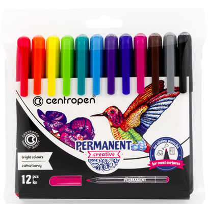 Набор перманентных декоративных маркеров Centropen Permanent 12 цветов 