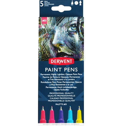 Набор универсальных линеров Derwent Paint Pens №3 перо 0.5 мм 5 цветов