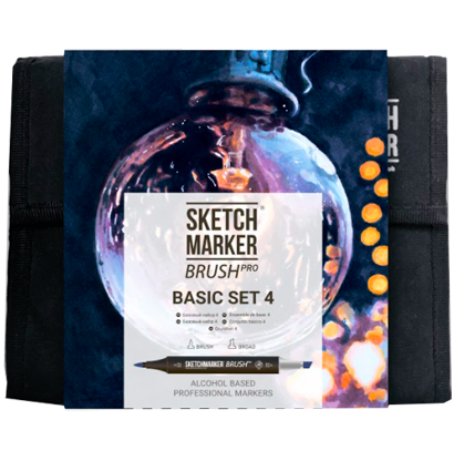 Набор маркеров Sketchmarker Brush / Скетчмаркер Браш "Базовый 4" 24 цвета в сумке