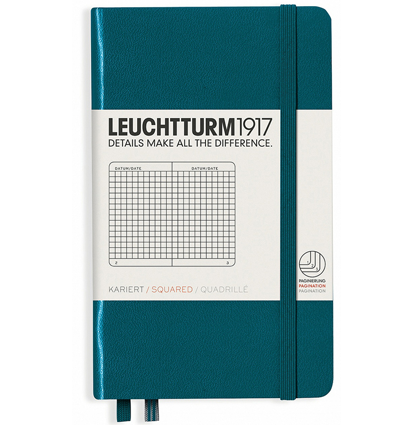 Записная книжка Leuchtturm «Pocket» A6 в клетку тихоокеанский зеленый 187 стр.