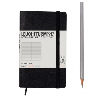 Записная книжка Leuchtturm «Pocket» A6 в линейку черная 123 стр.