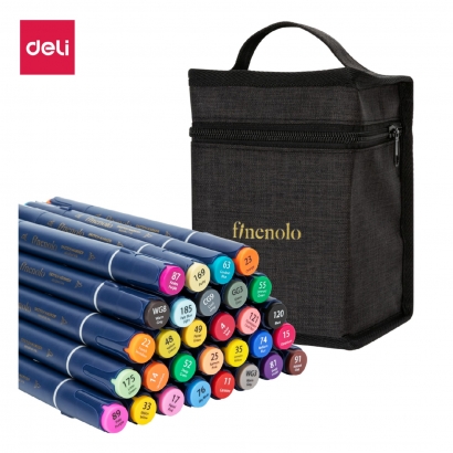 Набор маркеров для скетчинга Finenolo 30 цветов с пером-кистью в сумке-пенале