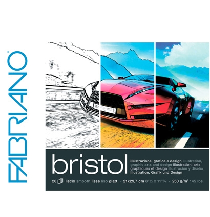 Альбом для рисования с гладкой бумагой Fabriano Bristol A4 / 20 листов / 240 гм