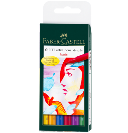 Набор брашпенов "Базовый" Faber-Castell Pitt Artist Pen Brush 6 цветов