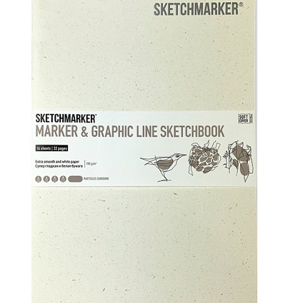 Скетчбук Sketchmarker Marker & Graphic Line универсальный солнечные искры с мягкой обложкой 17х25 см / 16 листов / 180 гм