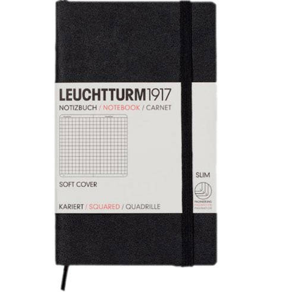 Записная книжка Leuchtturm «Pocket» A6 в клетку черная 123 стр.
