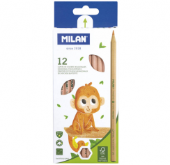 Набор цветных карандашей MILAN 12 цветов в картонной упаковке шестигранные
