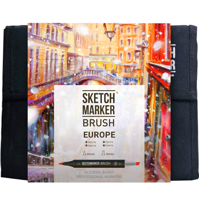 Набор маркеров Sketchmarker Brush / Скетчмаркер Браш "Europe - Европа" 36 цветов в сумке