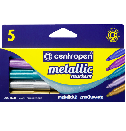 Набор блестящих маркеров для декорирования Centropen Metallic Marker 5 цветов