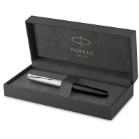 Ручка перьевая Parker Sonnet Sand Blasted Metal Black Lacquer черная 0,8 мм в подарочной упаковке