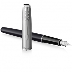 Ручка перьевая Parker Sonnet Sand Blasted Metal Black Lacquer черная 0,8 мм в подарочной упаковке