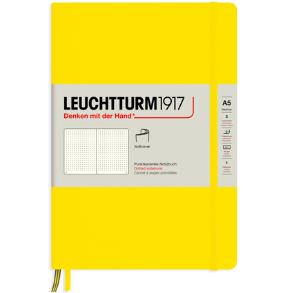 Записная книжка Leuchtturm «Medium» A5 в точку лимонная 123 стр.