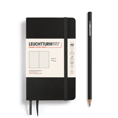 Записная книжка Leuchtturm «Pocket» A6 в точку черная 123 стр.