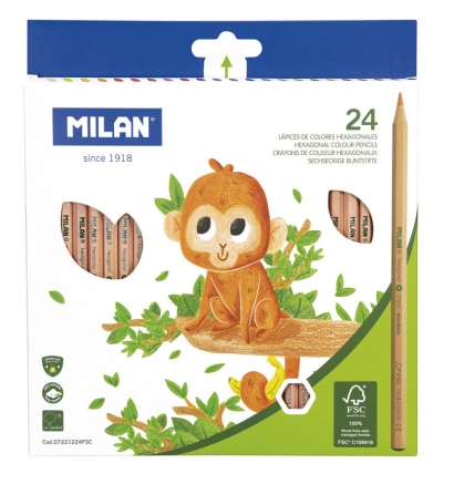 Набор цветных карандашей MILAN 24 цвета в картонной упаковке шестигранные