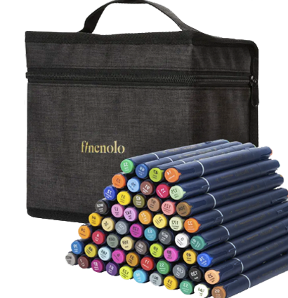 Набор маркеров для скетчинга Finenolo 60 цветов с пером-кистью в сумке-пенале