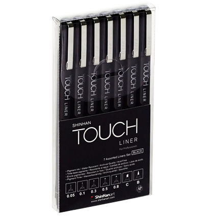 Набор черных линеров Touch Liner Black разной толщины  // 7 штук