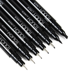 Набор черных линеров Touch Liner Black разной толщины  // 7 штук