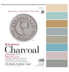 Альбом Strathmore 500 Series Charcoal Pad 8 цветов бумаги на спирали 23 х 30.5 см / 24 листа / 90 гм