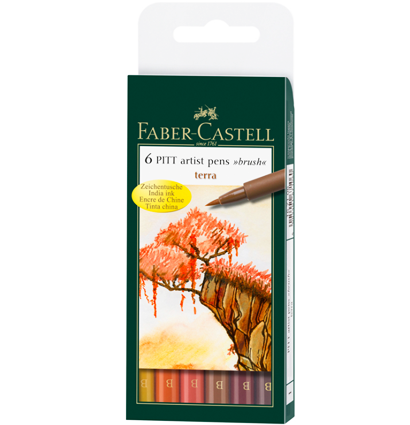 Набор брашпенов "Оттенки Земли" Faber-Castell Pitt Artist Pen Brush 6 цветов