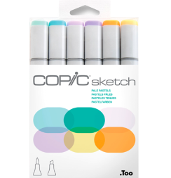 Набор маркеров COPIC SKETCH 6 Pale Pastels с кистью (пастельные)