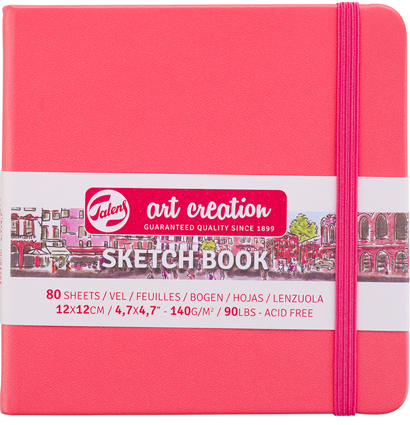 Скетчбук коралловый квадратный Art Creation Sketchbook Royal Talens с резинкой 12х12 см / 80 листов / 140 гм