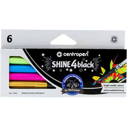 Набор маркеров для черной бумаги Centropen Shine4Black 6 цветов металлик