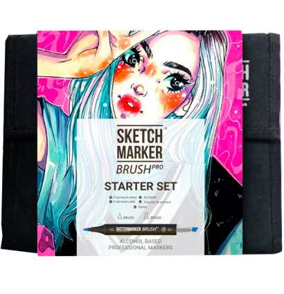 Набор маркеров Sketchmarker Brush / Скетчмаркер Браш "Стартовый" 24 цвета в сумке