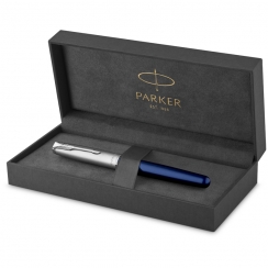 Ручка перьевая Parker Sonnet Sand Blasted Metal Blue Lacquer черная 0,8 мм в подарочной упаковке