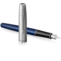 Ручка перьевая Parker Sonnet Sand Blasted Metal Blue Lacquer черная 0,8 мм в подарочной упаковке