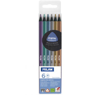 Набор цветных карандашей MILAN 6 цветов Металлик в картонной упаковке