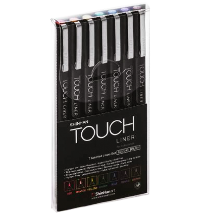 Набор цветных линеров с кистью (брашпенов) Touch Liner Brush // 7 штук