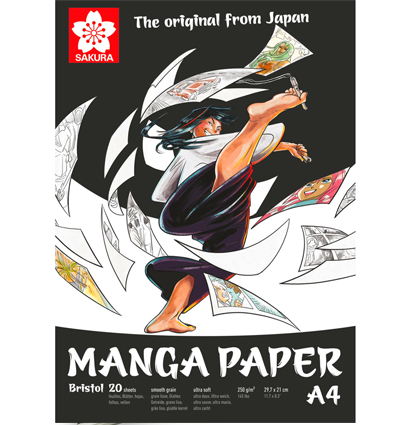 Альбом-скетчбук универсальный Sakura Manga Bristol А4 / 20 листов / 250 гм