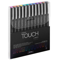 Большой набор цветных линеров Touch Liner Color / 0.1 мм / 12 штук