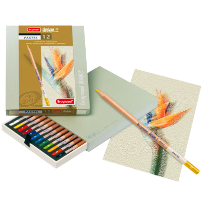 Пастельные карандаши Pastel Design Bruynzeel набор 12 цветов в выдвижном кейсе
