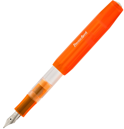 Перьевая ручка Kaweco Ice Sport в оранжевом прозрачном корпусе с синим картриджем