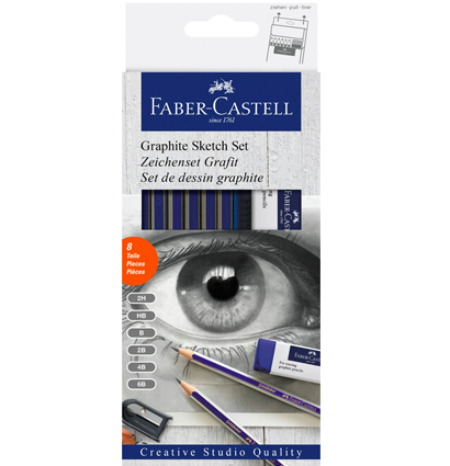 Набор чернографитных карандашей Faber-Castell Goldfaber 6 штук с ластиком и точилкой