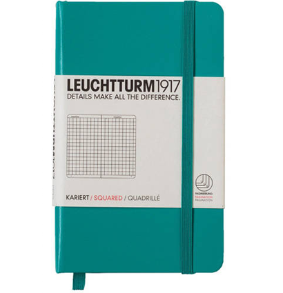 Записная книжка Leuchtturm «Pocket» A6 в клетку изумрудная 187 стр.