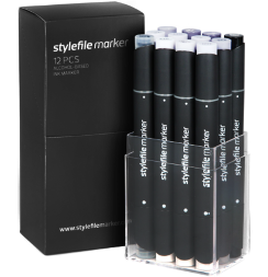 Набор маркеров для скетчинга StyleFile Classic 12 Cool Grey (холодные серые)