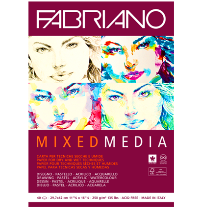 Альбом Fabriano Mixed Media супер универсальный А4 / 40 листов / 250 гм