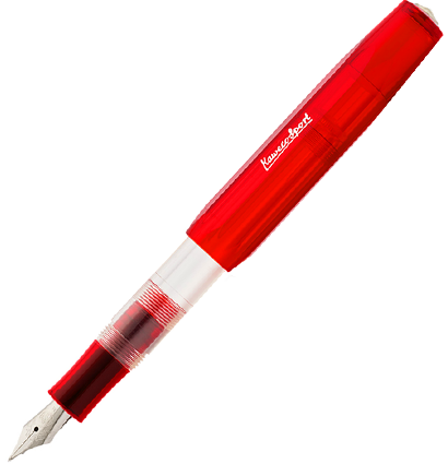 Перьевая ручка Kaweco Ice Sport в красном прозрачном корпусе с синим картриджем