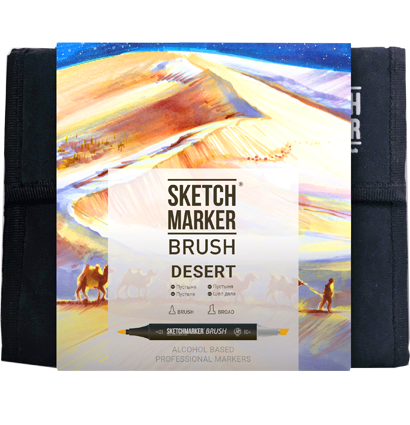Набор маркеров Sketchmarker Brush / Скетчмаркер Браш "Desert - Пустыня" 36 цветов в сумке