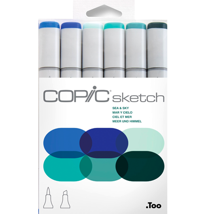 Copic Sketch 6 Sea  Sky набор маркеров сине-зелёных оттенков для рисования скетчей