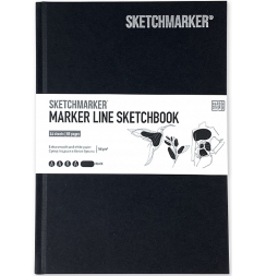 Скетчбук Sketchmarker Marker Line для маркеров чёрный с твёрдой обложкой А5 / 44 листа / 160 гм