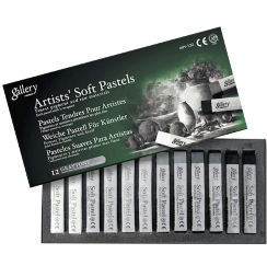 Пастель Mungyo Gallery Artists Soft Pastel сухая мягкая 12 цветов профессиональная квадратная (серые)