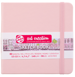 Скетчбук розовый квадратный Art Creation Sketchbook Royal Talens с резинкой 12х12 см / 80 листов / 140 гм