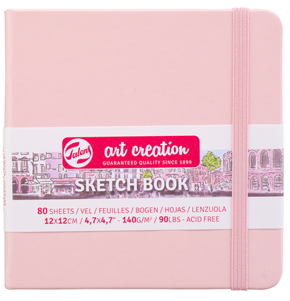 Скетчбук розовый квадратный Art Creation Sketchbook Royal Talens с резинкой 12х12 см / 80 листов / 140 гм
