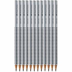 Набор чернографитных карандашей Faber-Castell Grip 12 штук с ластиками и точилкой
